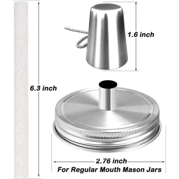 Mason Jar Tabletop Torch Kits,4 Pack Longlife Fiberglass Wicks,Stainless Steel - Picture 5 of 8